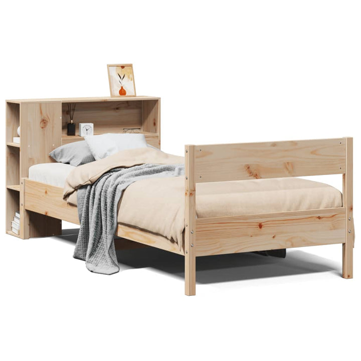 seng med reol uden madras 75x190 cm massivt fyrretræ