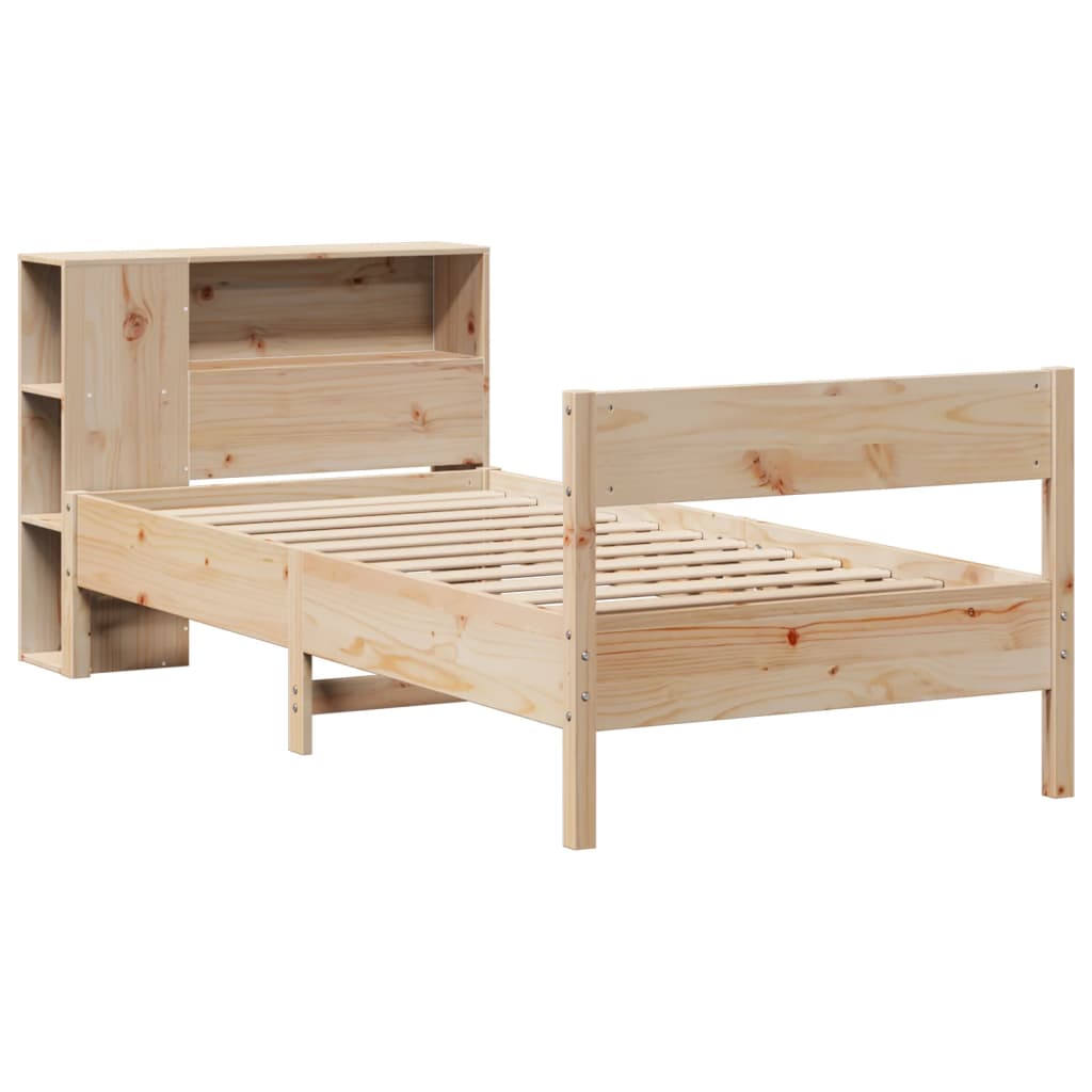 seng med reol uden madras 75x190 cm massivt fyrretræ