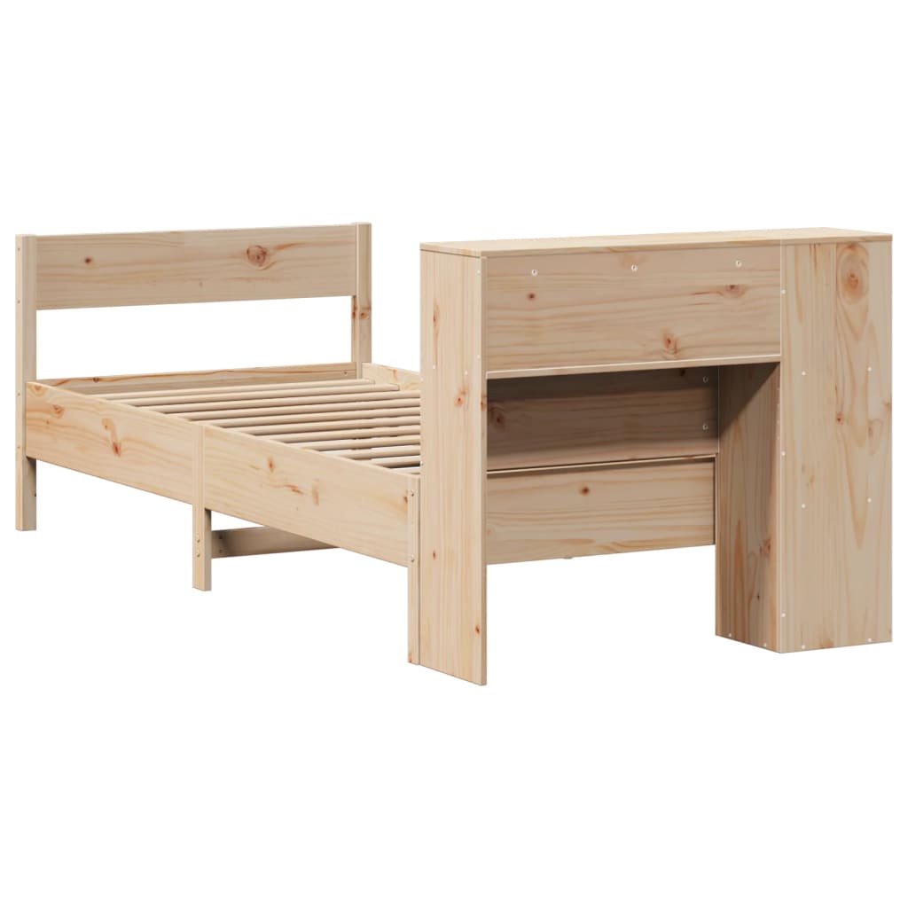 seng med reol uden madras 75x190 cm massivt fyrretræ