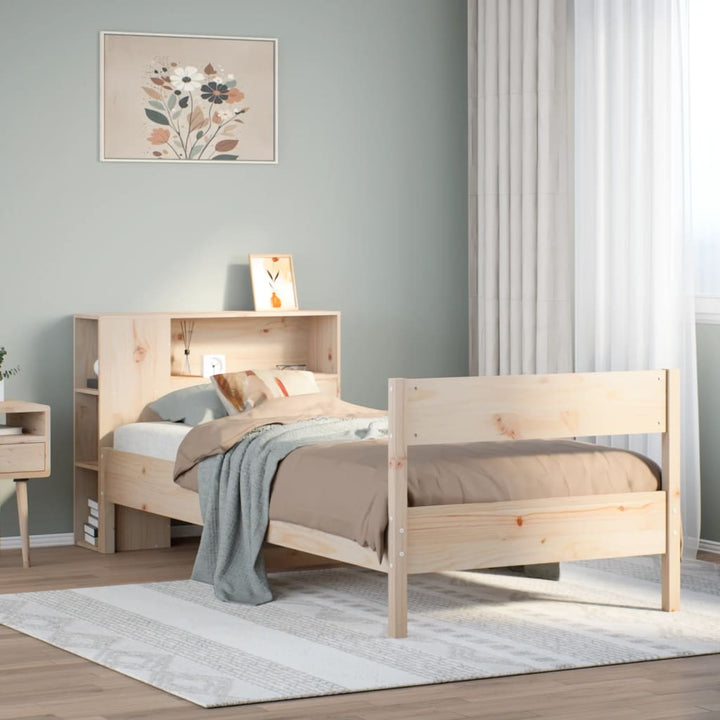 seng med reol uden madras 75x190 cm massivt fyrretræ