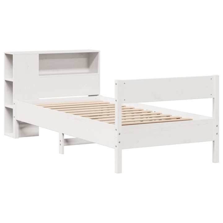 seng med reol uden madras 75x190 cm massivt fyrretræ hvid