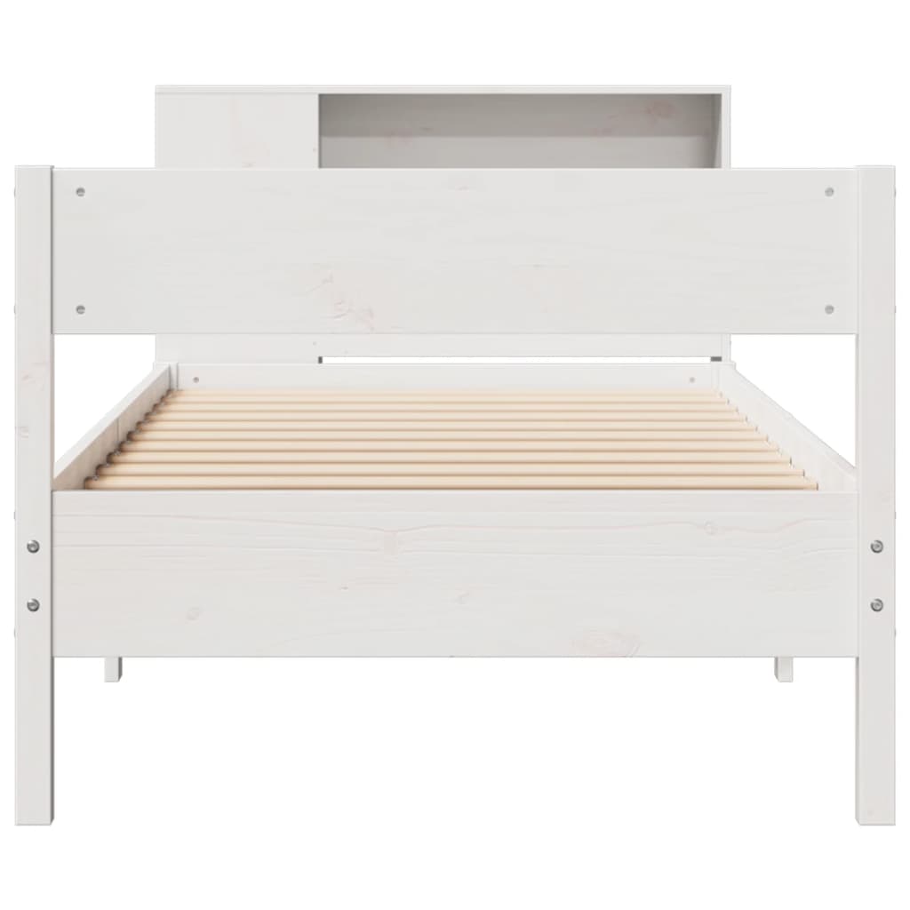 seng med reol uden madras 75x190 cm massivt fyrretræ hvid