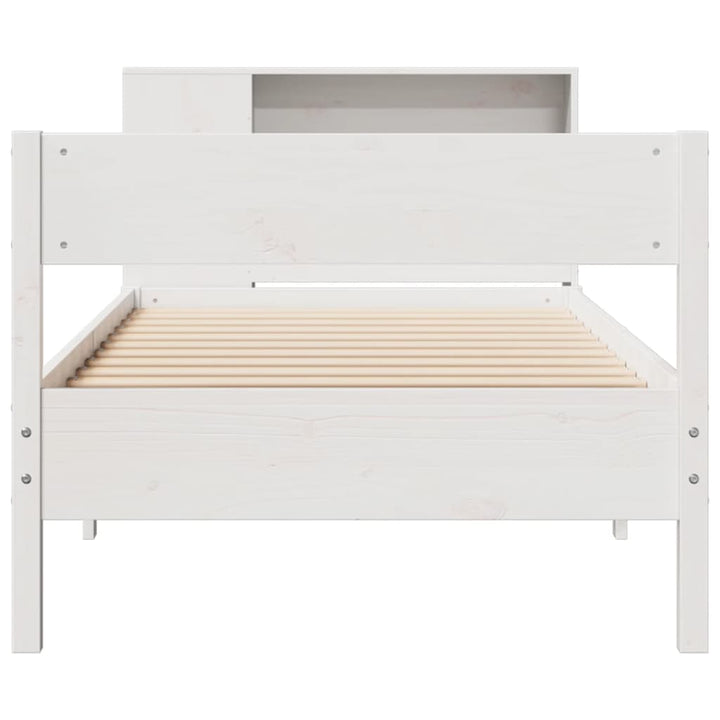 seng med reol uden madras 75x190 cm massivt fyrretræ hvid