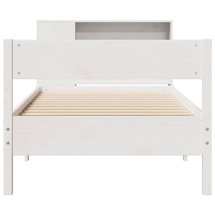 seng med reol uden madras 75x190 cm massivt fyrretræ hvid