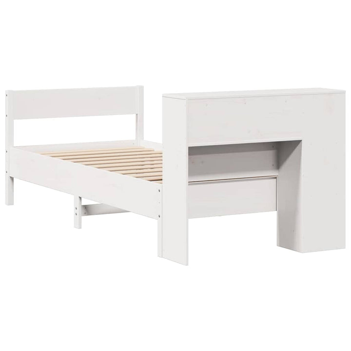 seng med reol uden madras 75x190 cm massivt fyrretræ hvid