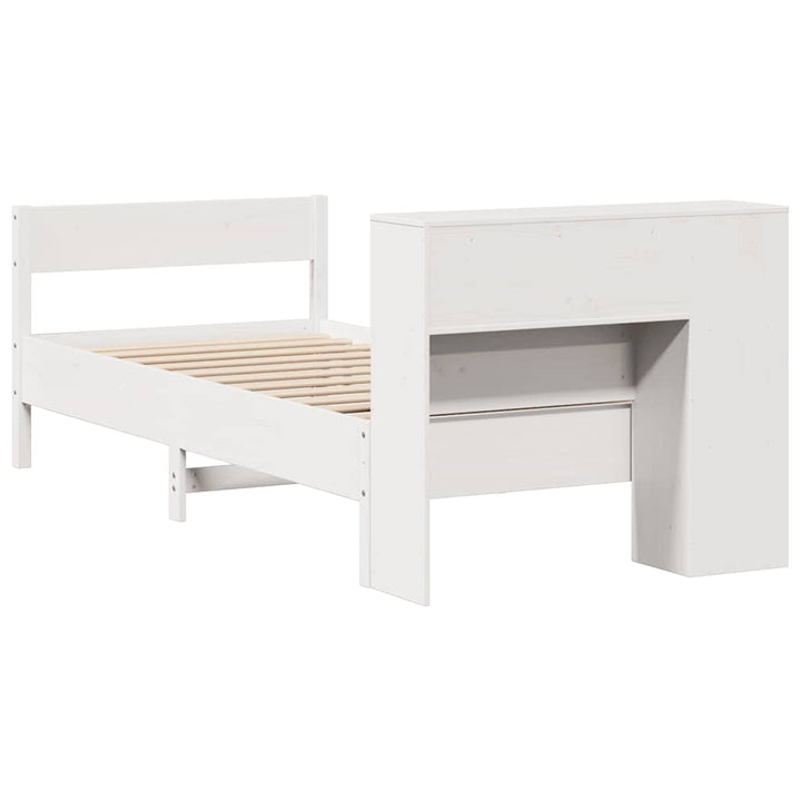 seng med reol uden madras 75x190 cm massivt fyrretræ hvid
