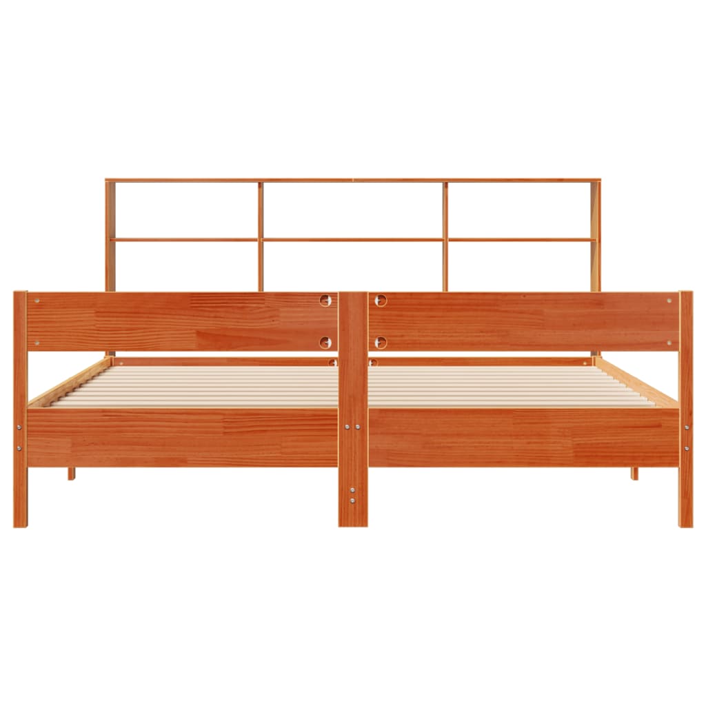 seng med reol uden madras 200x200cm massivt fyrretræ gyldenbrun