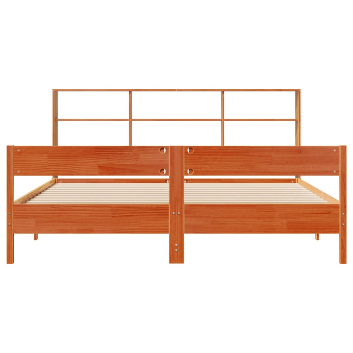 seng med reol uden madras 200x200cm massivt fyrretræ gyldenbrun