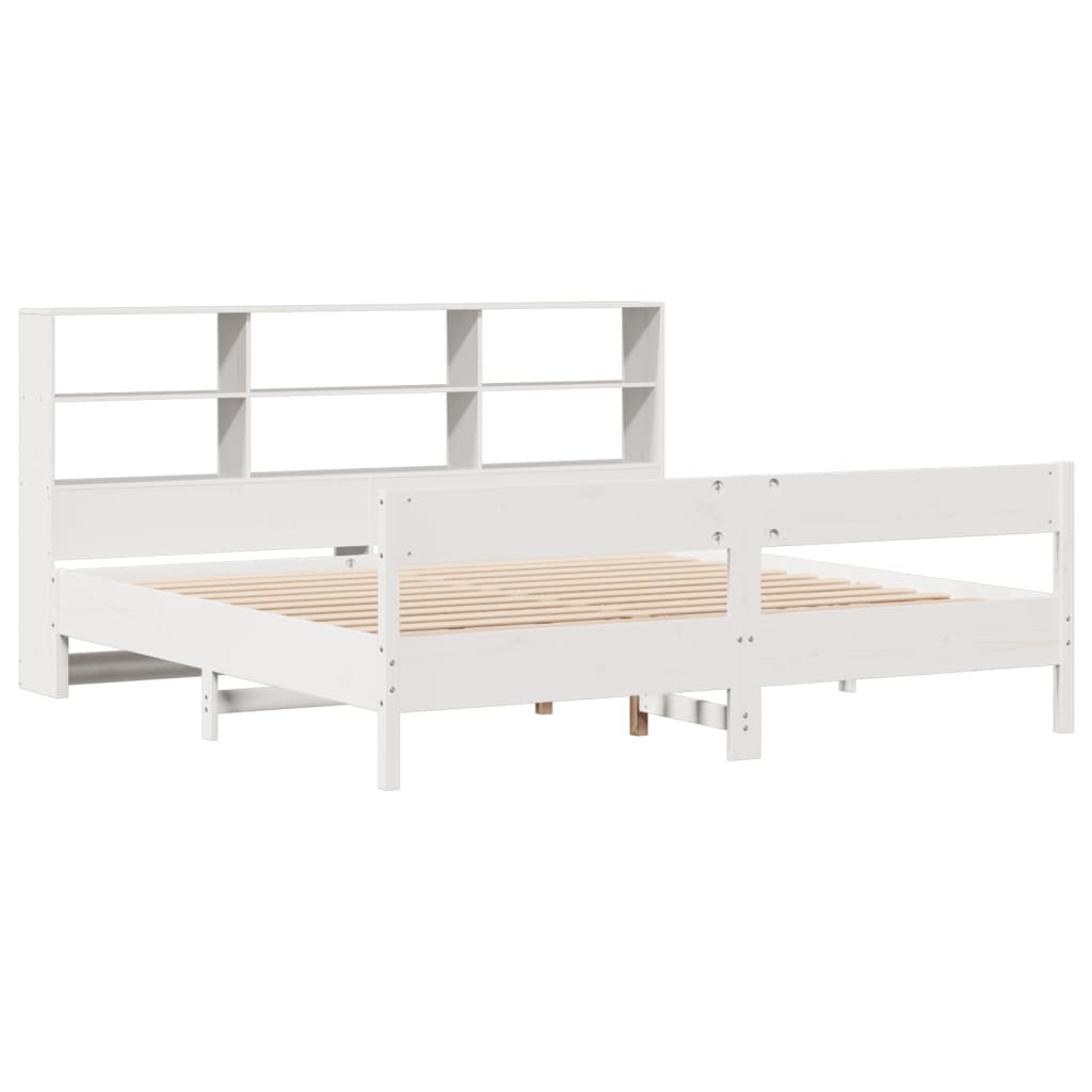 seng med reol uden madras 180x200 cm massivt fyrretræ hvid