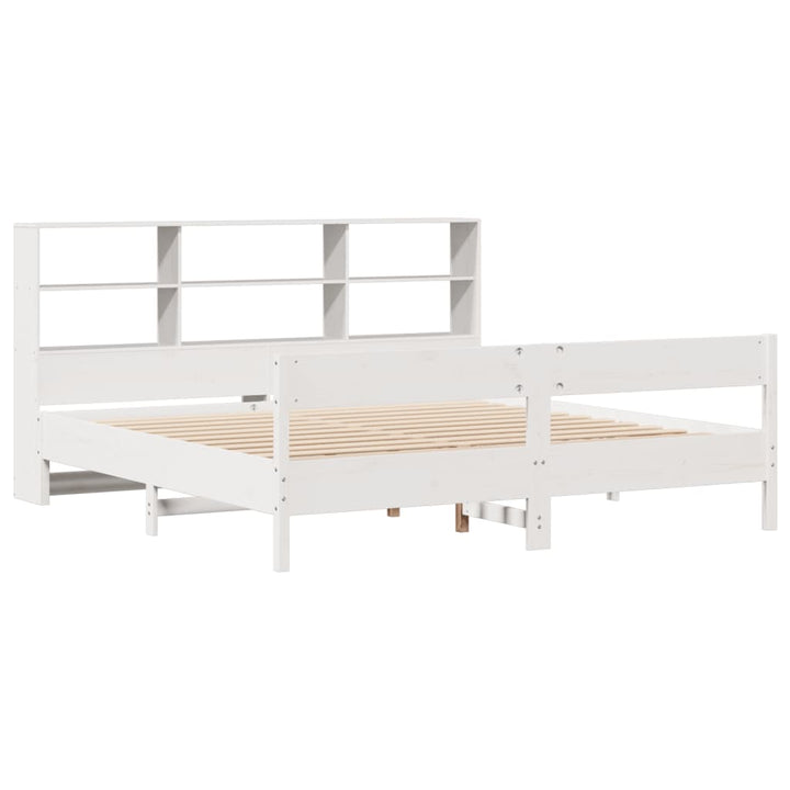 seng med reol uden madras 180x200 cm massivt fyrretræ hvid