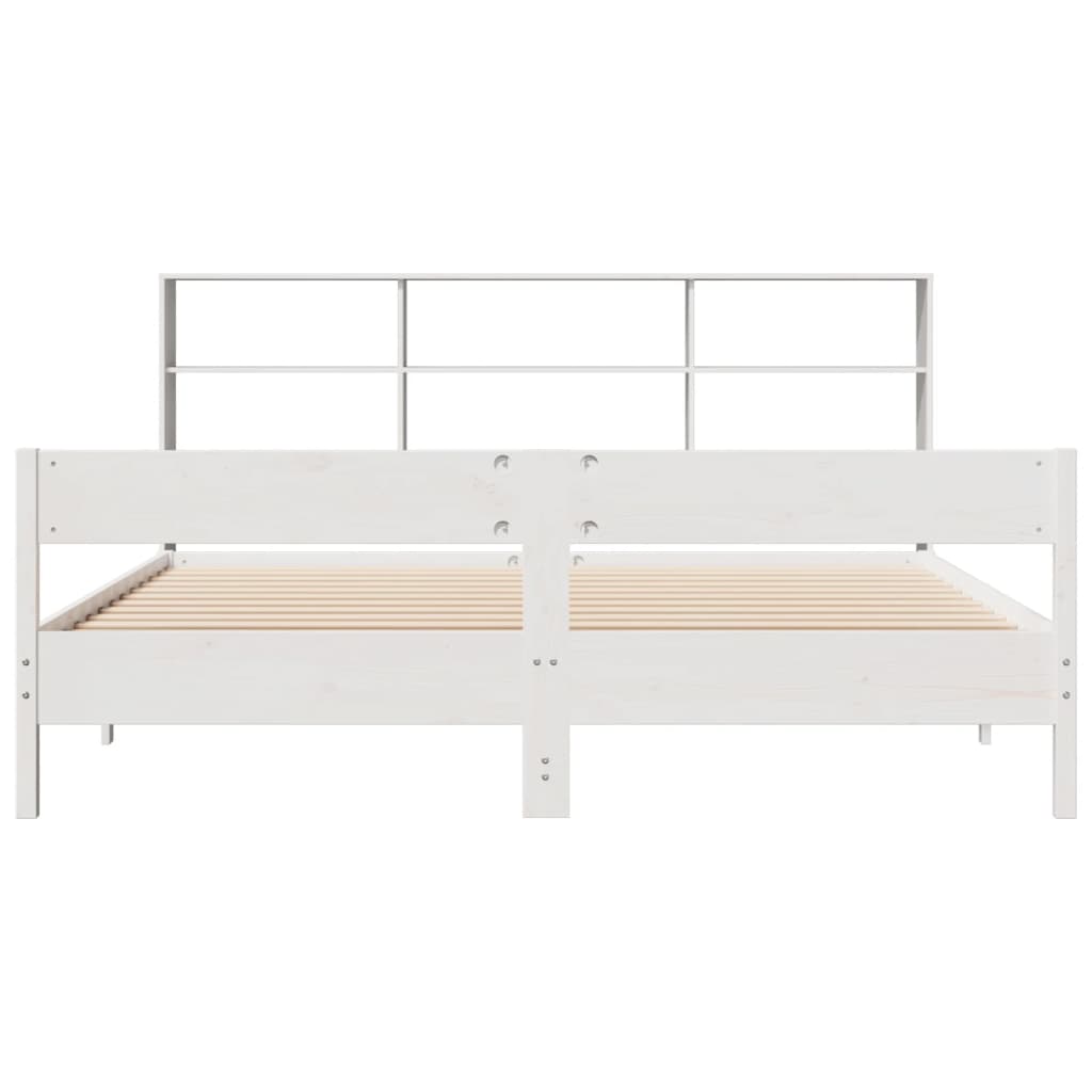 seng med reol uden madras 180x200 cm massivt fyrretræ hvid