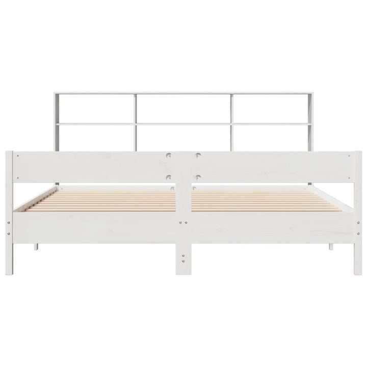 seng med reol uden madras 180x200 cm massivt fyrretræ hvid