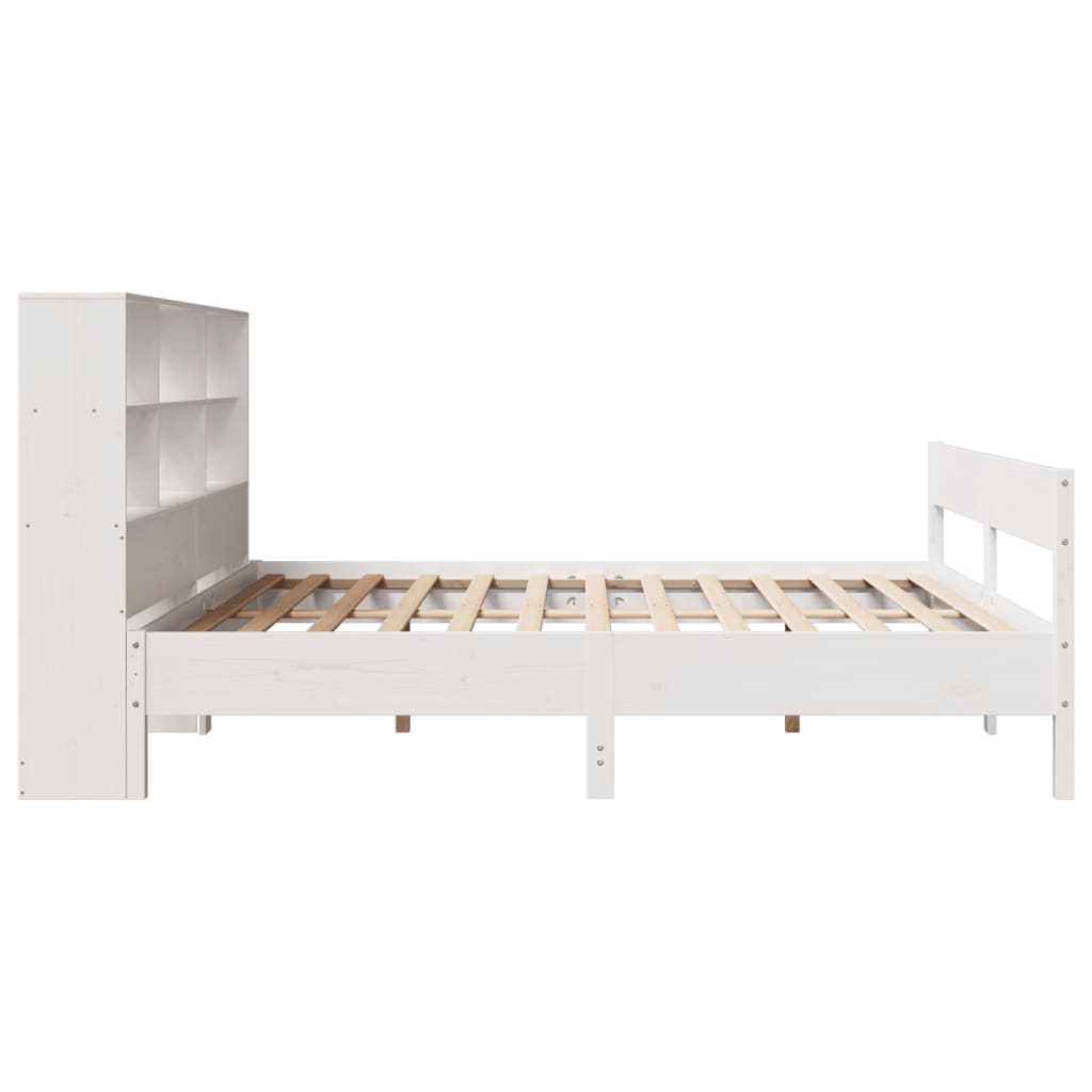 seng med reol uden madras 180x200 cm massivt fyrretræ hvid