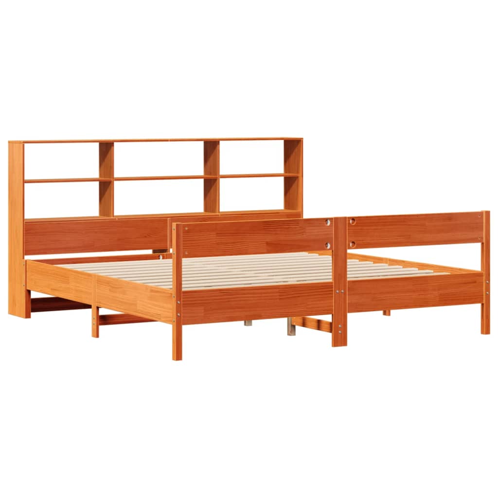 seng med reol uden madras 180x200cm massivt fyrretræ gyldenbrun