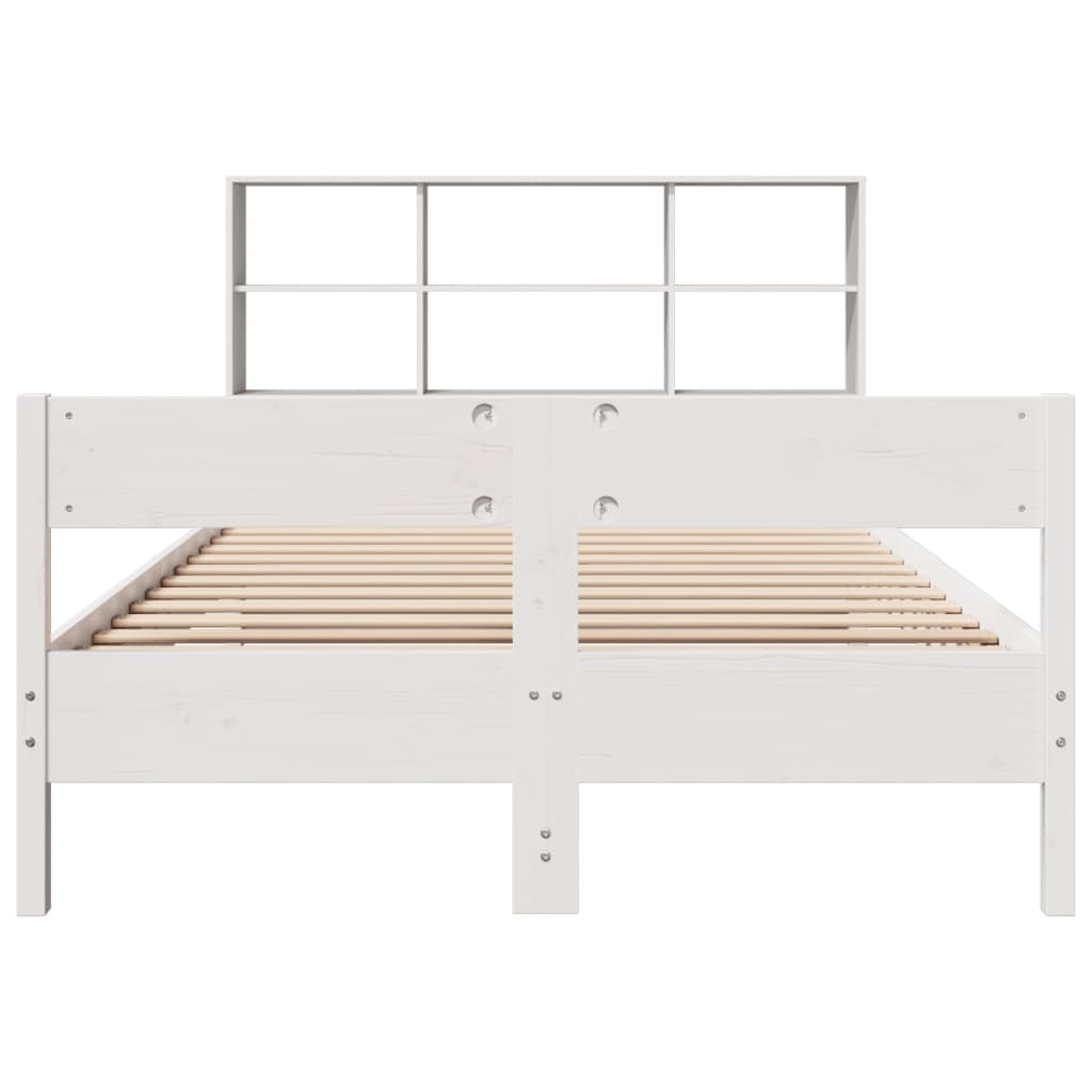 seng med reol uden madras 160x200 cm massivt fyrretræ hvid