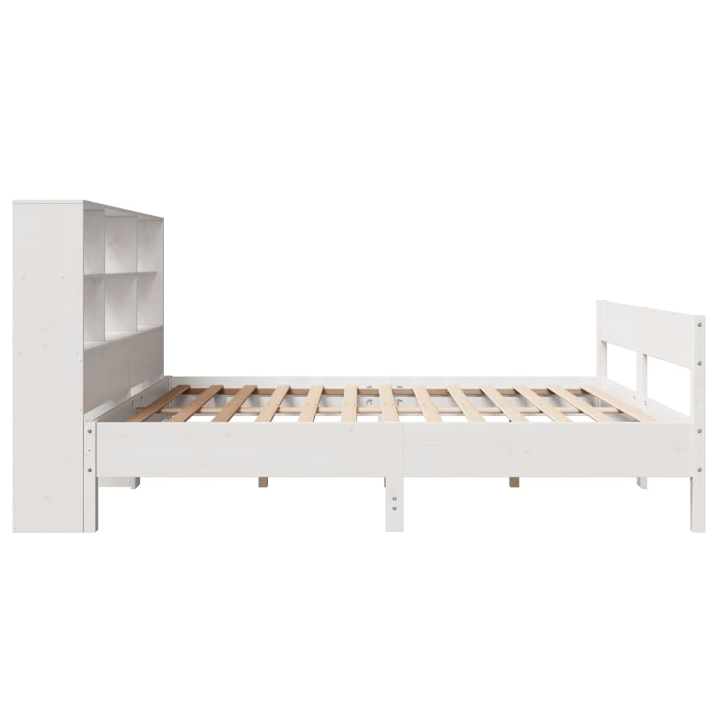 seng med reol uden madras 160x200 cm massivt fyrretræ hvid