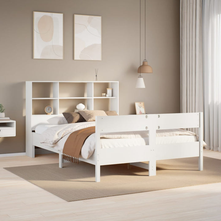 seng med reol uden madras 160x200 cm massivt fyrretræ hvid