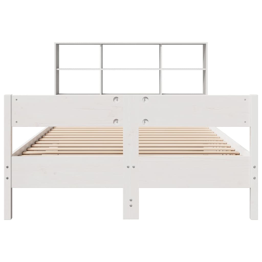 seng med reol uden madras 140x200 cm massivt fyrretræ hvid
