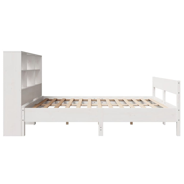 seng med reol uden madras 140x200 cm massivt fyrretræ hvid