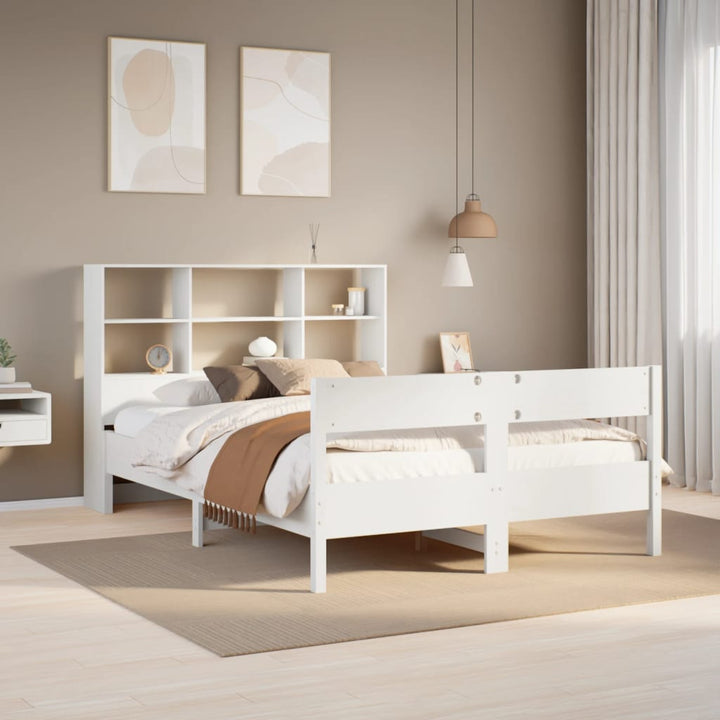 seng med reol uden madras 140x200 cm massivt fyrretræ hvid