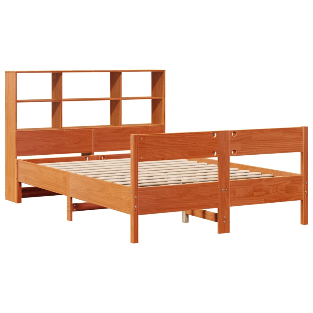 seng med reol uden madras 120x200cm massivt fyrretræ gyldenbrun