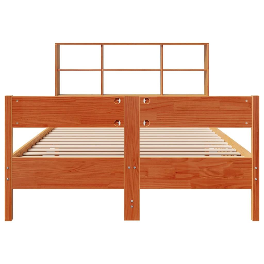 seng med reol uden madras 120x200cm massivt fyrretræ gyldenbrun