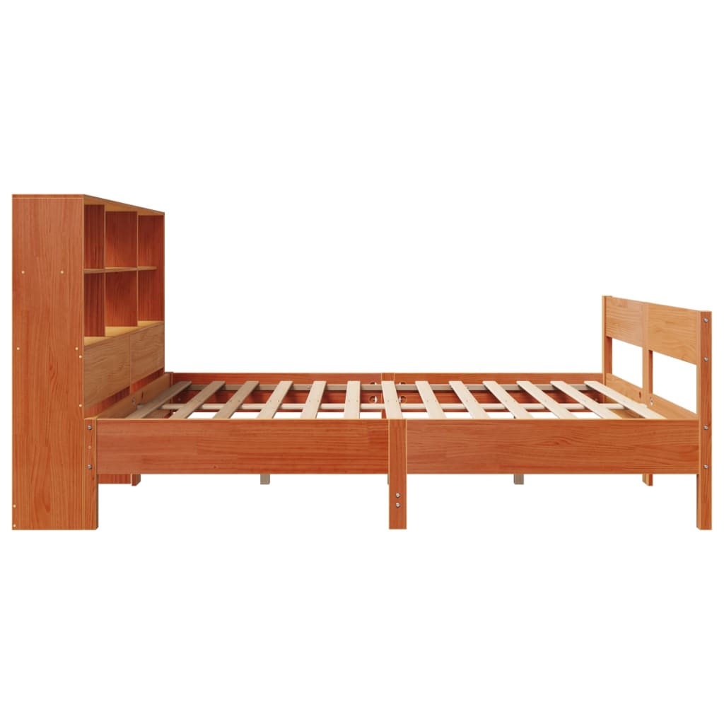 seng med reol uden madras 120x200cm massivt fyrretræ gyldenbrun
