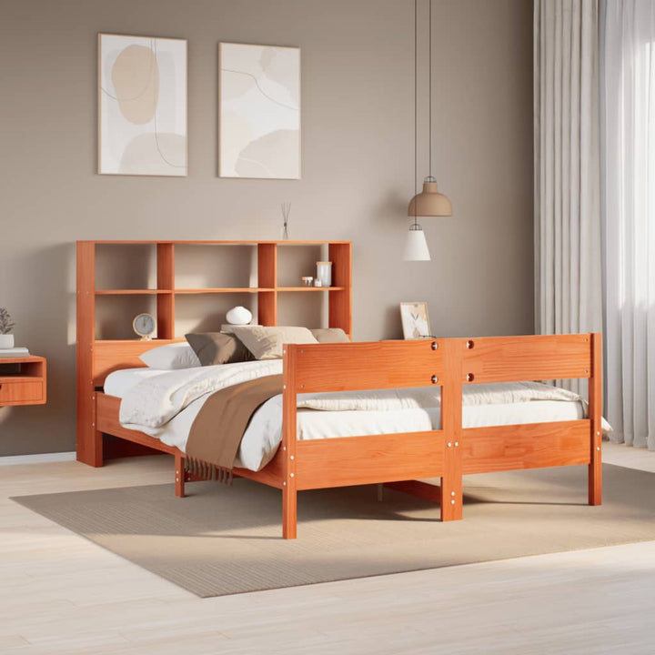 seng med reol uden madras 120x200cm massivt fyrretræ gyldenbrun