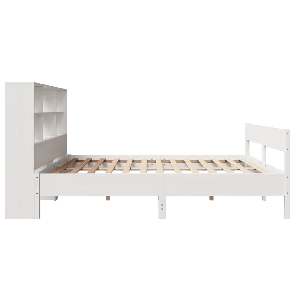 seng med reol uden madras 140x190 cm massivt fyrretræ hvid