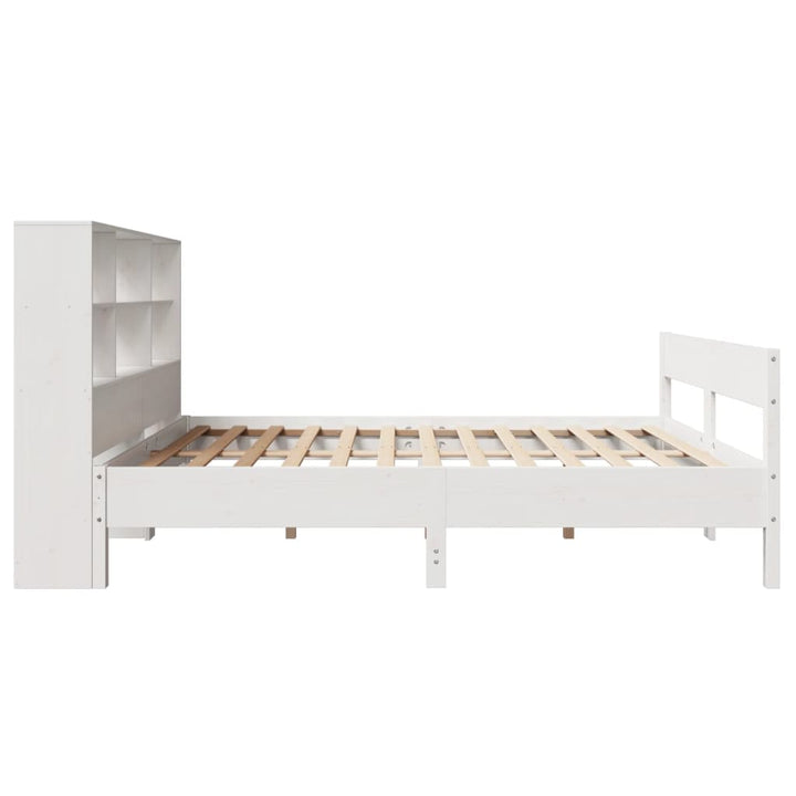 seng med reol uden madras 140x190 cm massivt fyrretræ hvid
