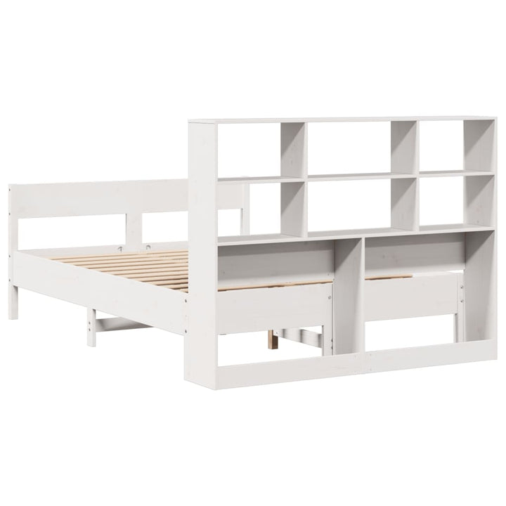 seng med reol uden madras 140x190 cm massivt fyrretræ hvid