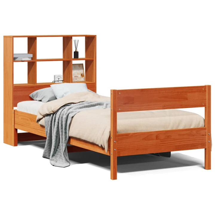 seng med reol uden madras 75x190 cm massivt fyrretræ gyldenbrun