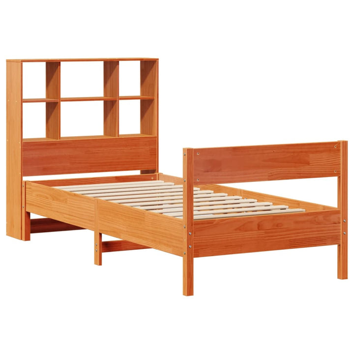seng med reol uden madras 75x190 cm massivt fyrretræ gyldenbrun