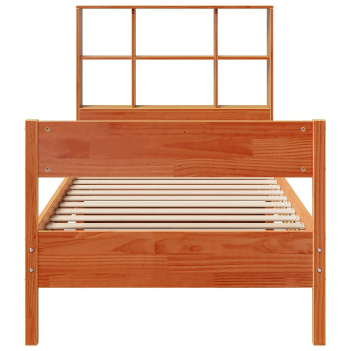 seng med reol uden madras 75x190 cm massivt fyrretræ gyldenbrun