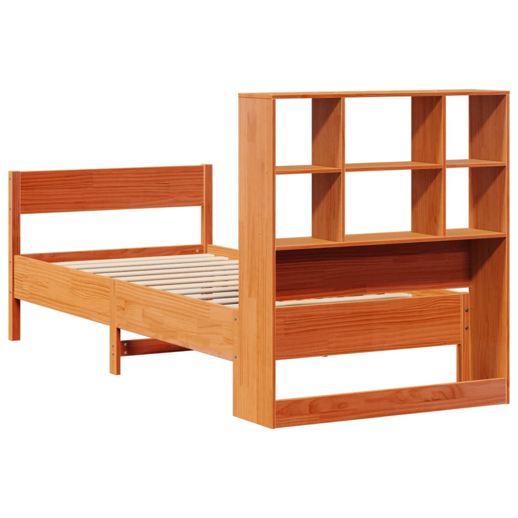 seng med reol uden madras 75x190 cm massivt fyrretræ gyldenbrun