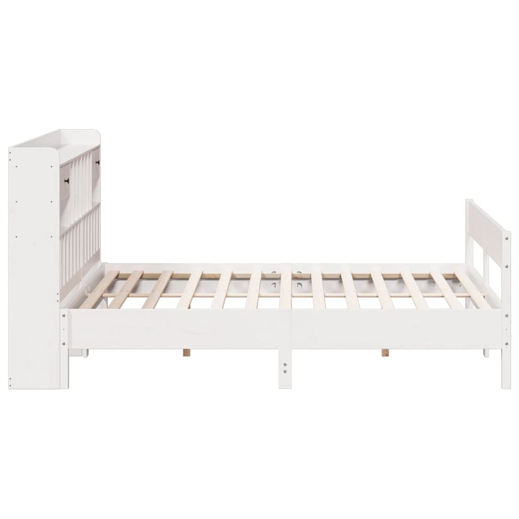 seng med reol uden madras 180x200 cm massivt fyrretræ hvid