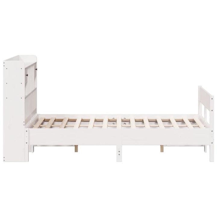seng med reol uden madras 150x200 cm massivt fyrretræ hvid