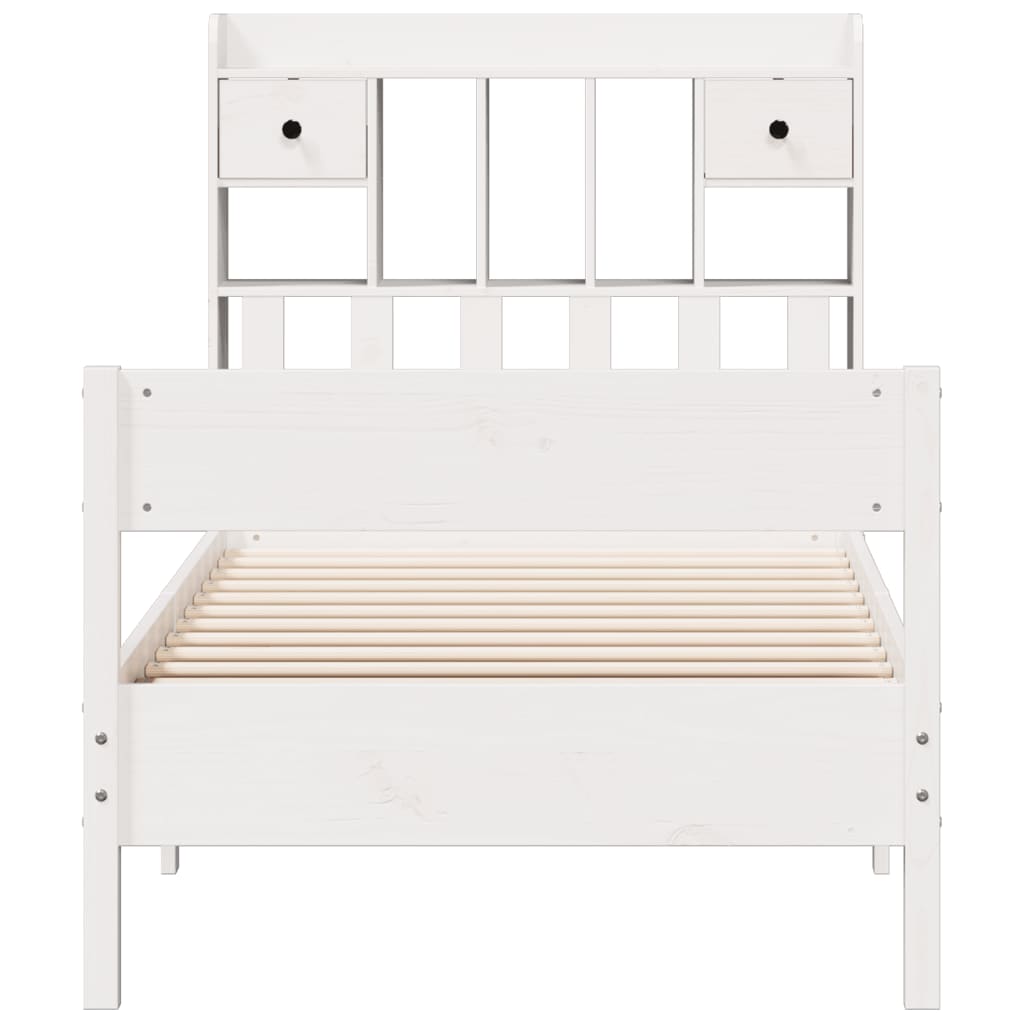 seng med reol uden madras 90x200 cm massivt fyrretræ hvid