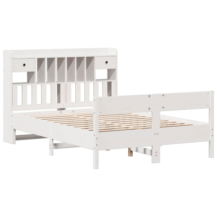 seng med reol uden madras 140x190 cm massivt fyrretræ hvid