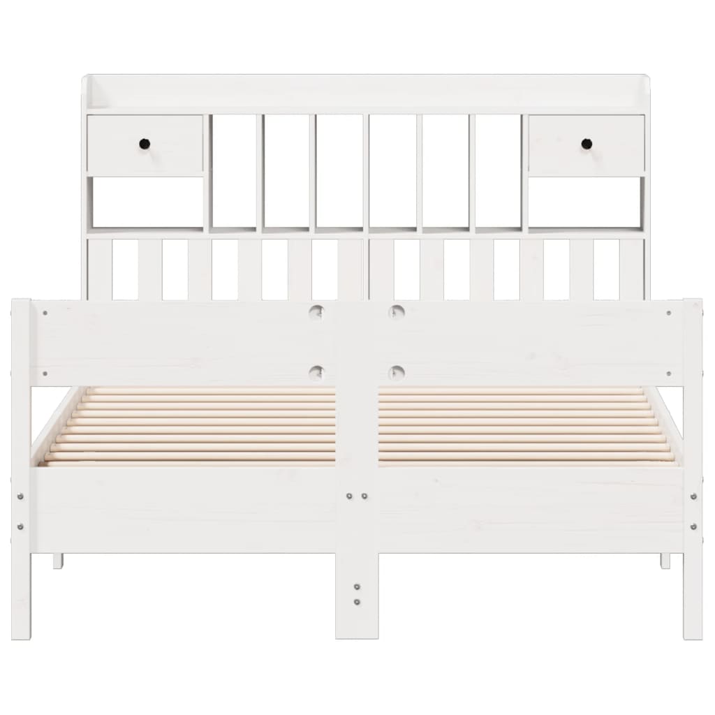 seng med reol uden madras 140x190 cm massivt fyrretræ hvid