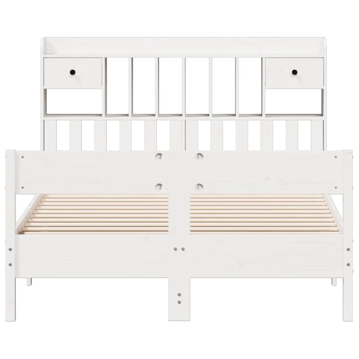 seng med reol uden madras 140x190 cm massivt fyrretræ hvid