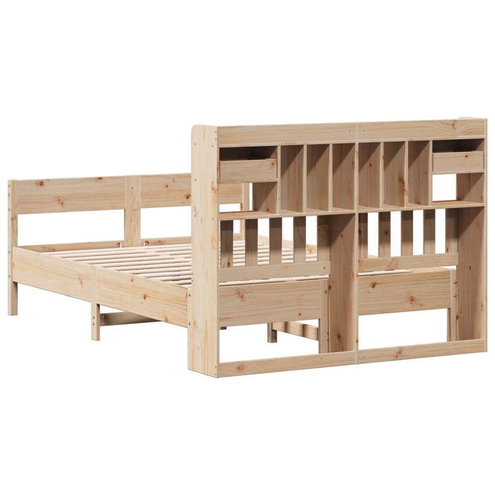 seng med reol uden madras 135x190 cm massivt fyrretræ