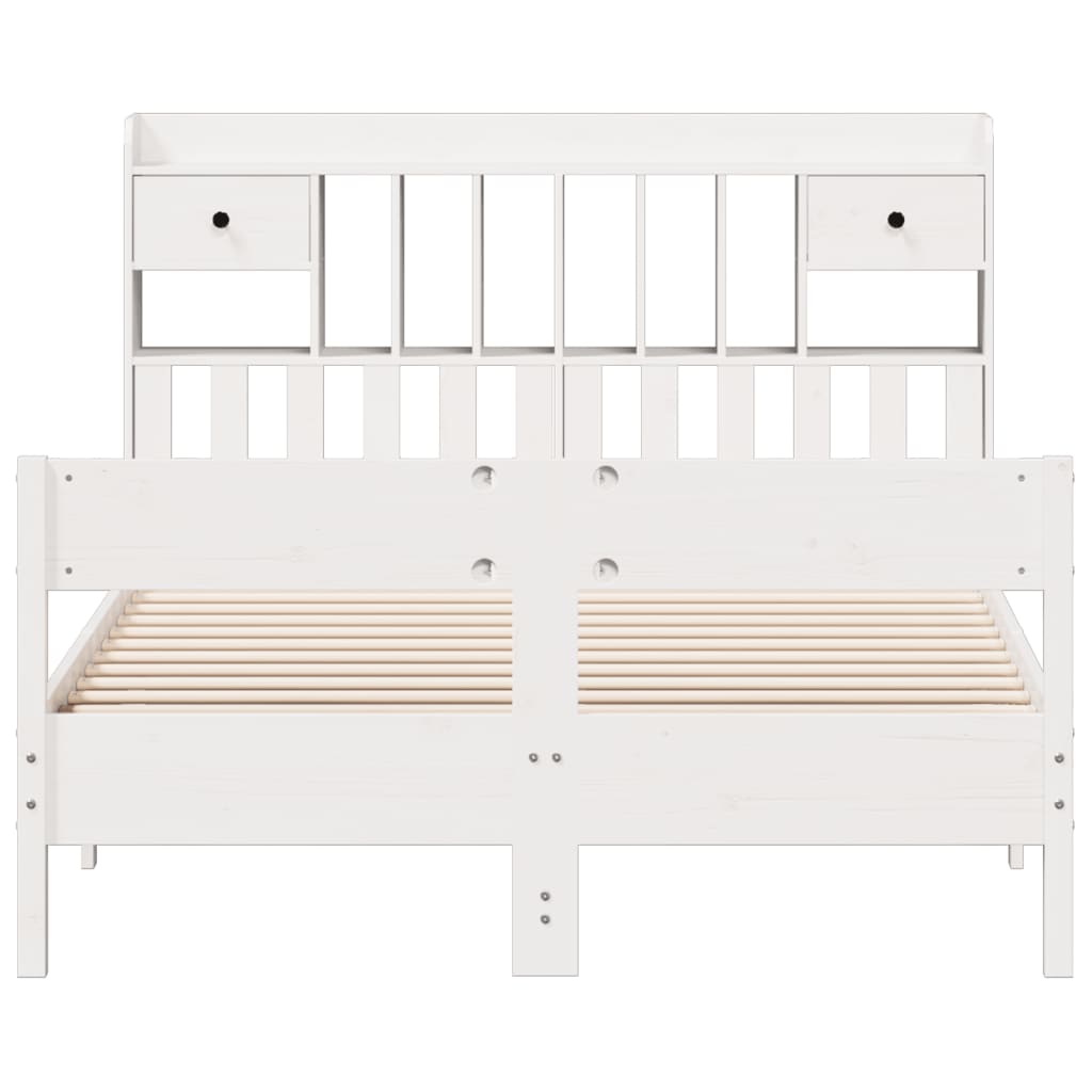 seng med reol uden madras 135x190 cm massivt fyrretræ hvid