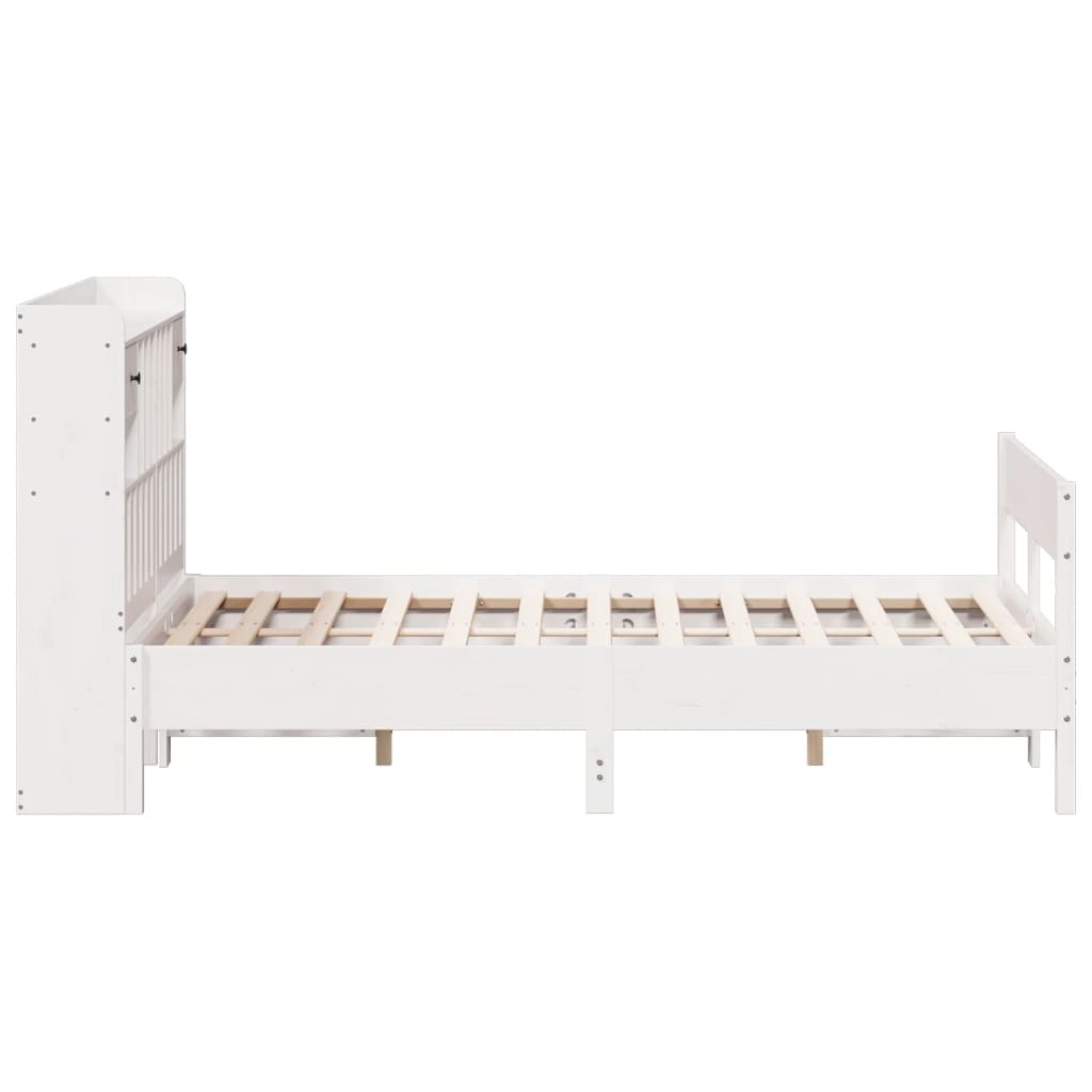 seng med reol uden madras 135x190 cm massivt fyrretræ hvid
