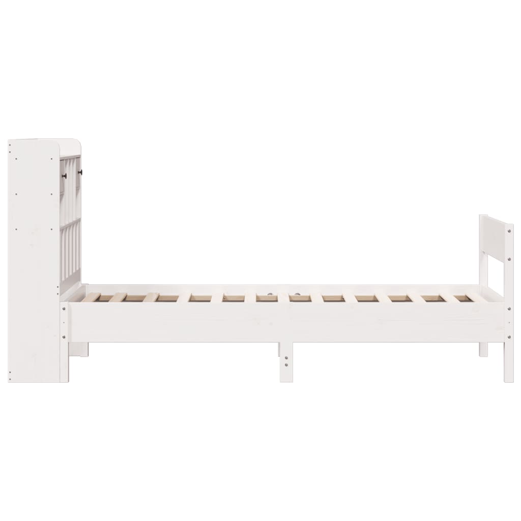 seng med reol uden madras 90x190 cm massivt fyrretræ hvid