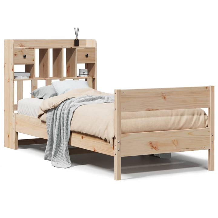 seng med reol uden madras 75x190 cm massivt fyrretræ
