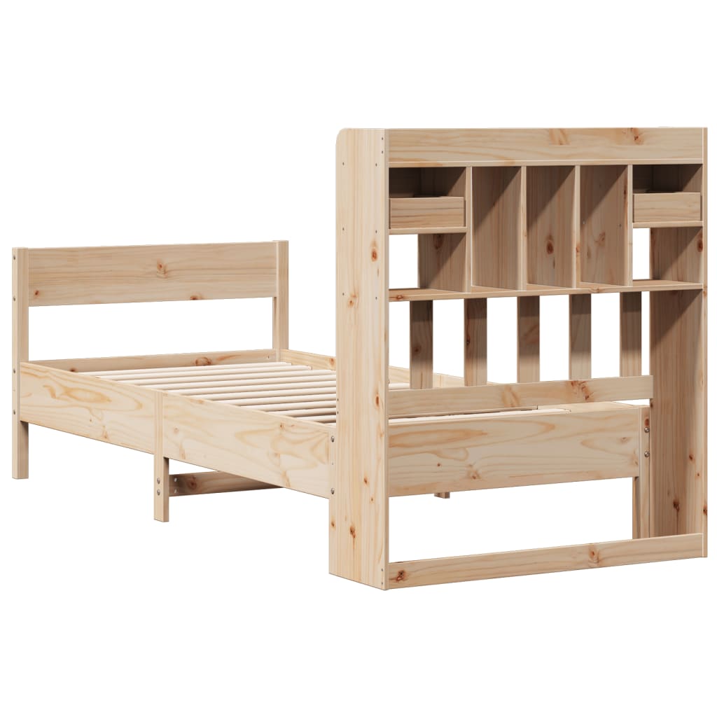 seng med reol uden madras 75x190 cm massivt fyrretræ
