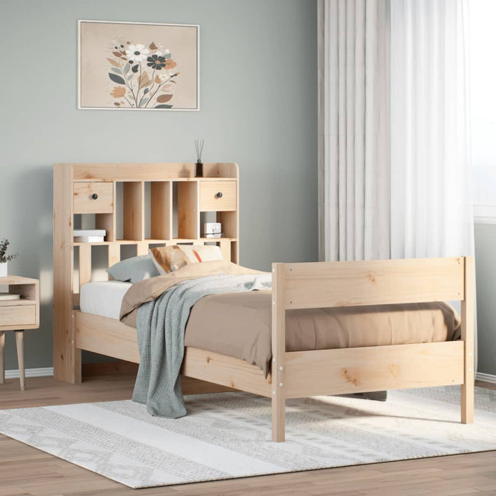 seng med reol uden madras 75x190 cm massivt fyrretræ