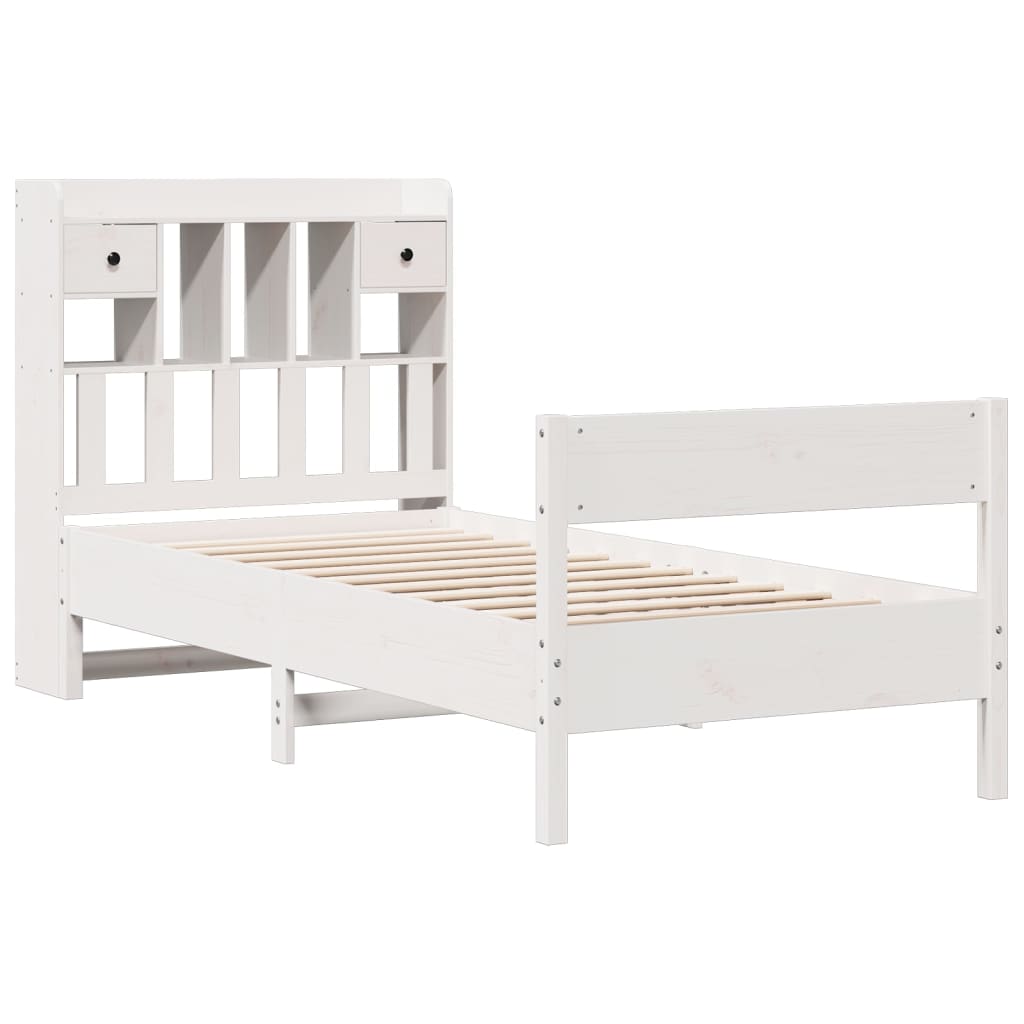 seng med reol uden madras 75x190 cm massivt fyrretræ hvid