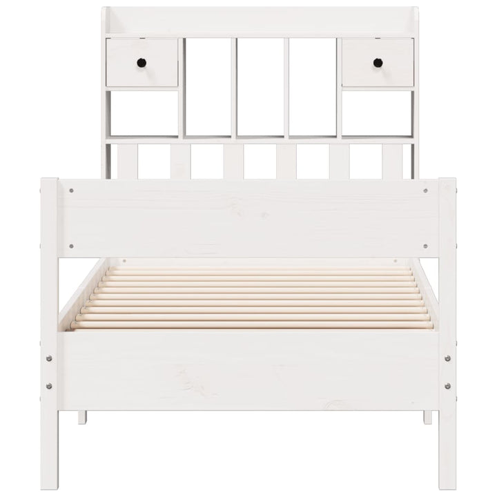 seng med reol uden madras 75x190 cm massivt fyrretræ hvid